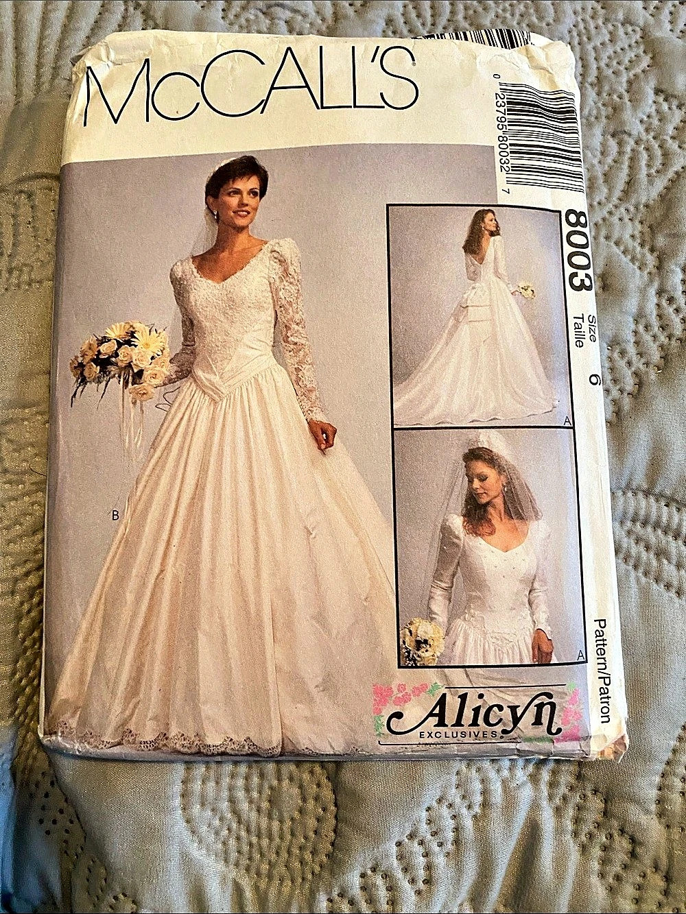 Vintage 1995 Uncut McCall's Alicyn 8003 Wedding Dress Sewing Pattern Size 6